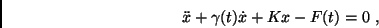 \begin{displaymath}\ddot {x}+ \gamma (t)\dot {x}+ Kx -F(t)=0\ ,\end{displaymath}
