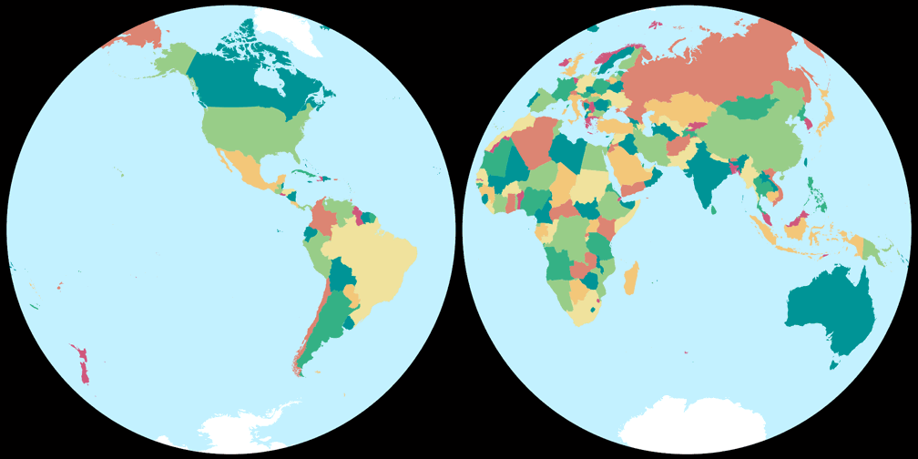 Azimuthal Equidistant Projection (Hemispheres)