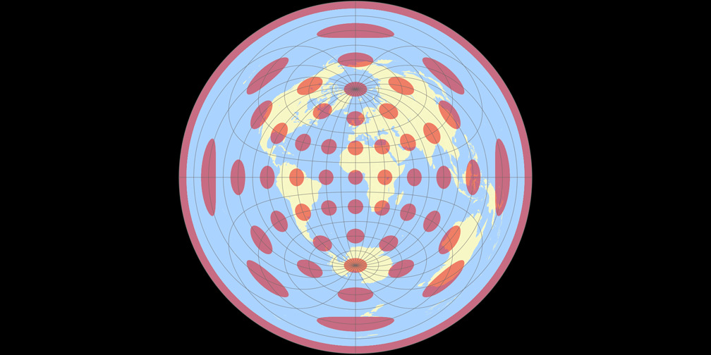 Azimuthal Equidistant Projection (equatorial aspect) Tissot Indicatrix