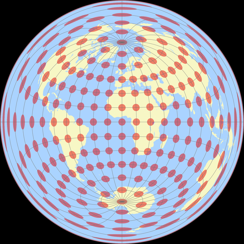 Gott-Mugnolo Azimuthal (equat.) Tissot Indicatrix