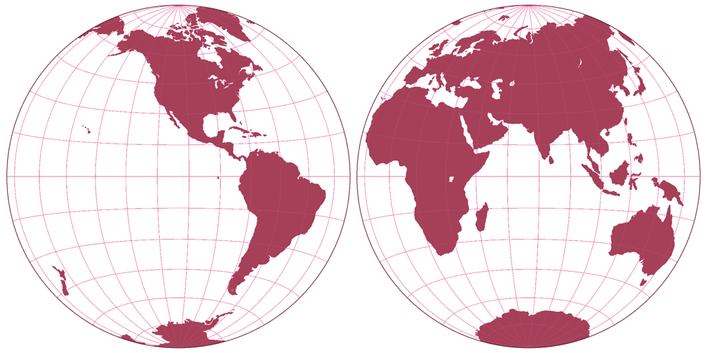 Azimuthal equal-area (Hem.) Silhouette Map