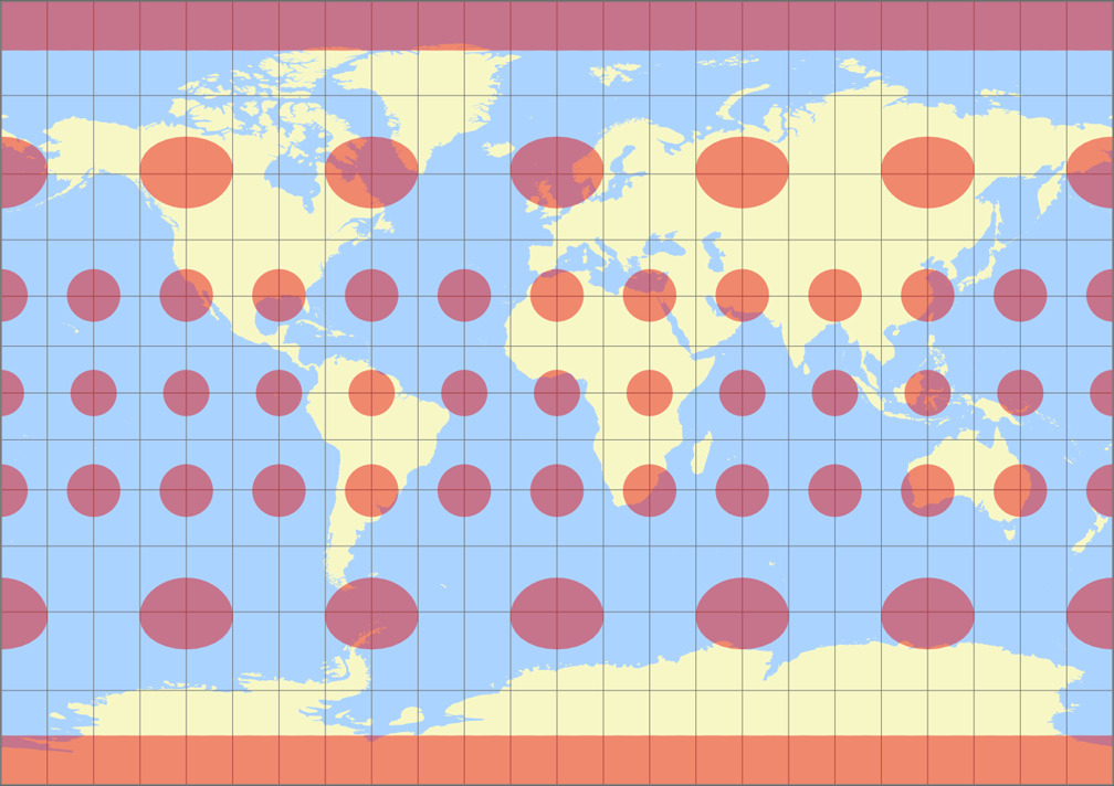 Tobler’s variant 1 of Miller Cylindrical Tissot Indicatrix