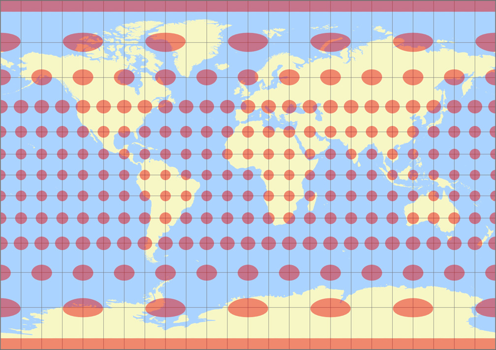 Tobler’s variant 1 of Miller Cylindrical Tissot Indicatrix