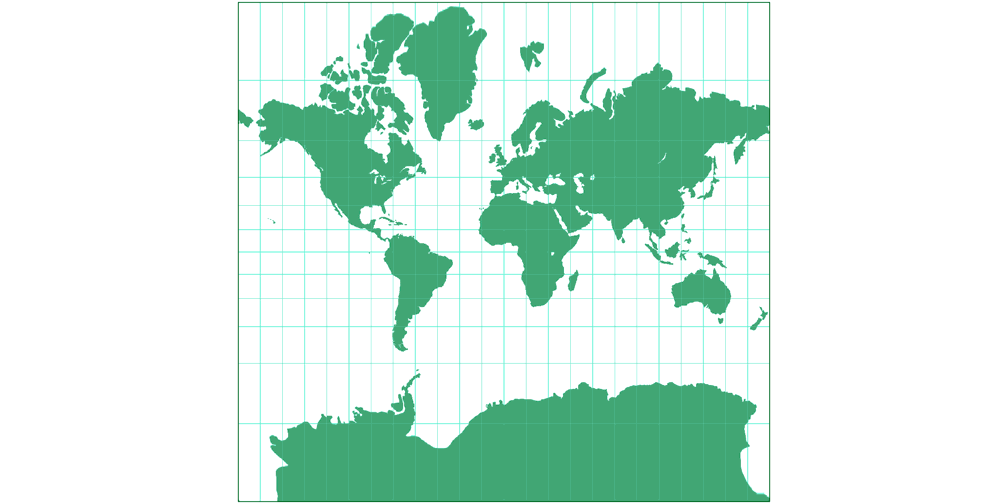 Mercator Silhouette Map