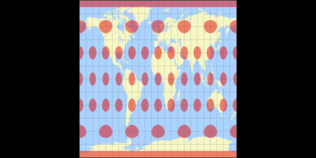 Equirectangular (60°) Tissot Indicatrix