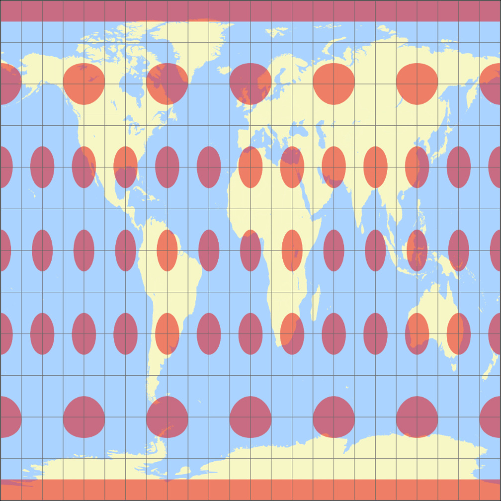 Equirectangular (60°) Tissot Indicatrix