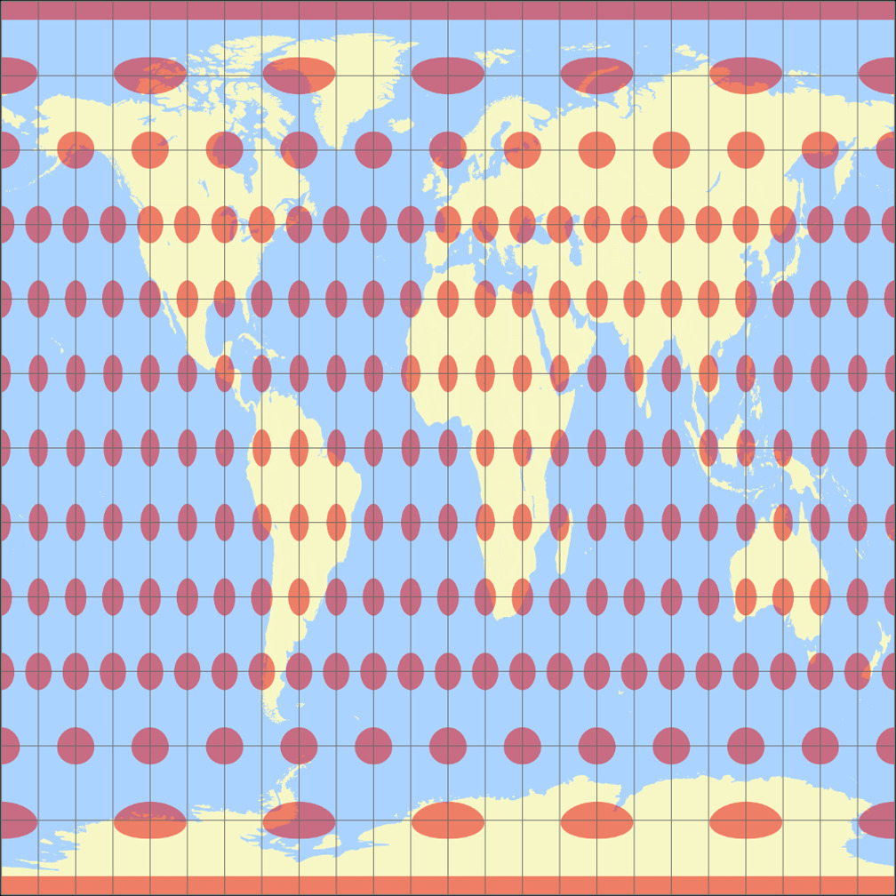 Equirectangular (60°) Tissot Indicatrix