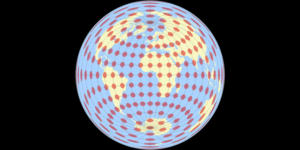 Azimuthal equal-area (equat.) Tissot Indicatrix