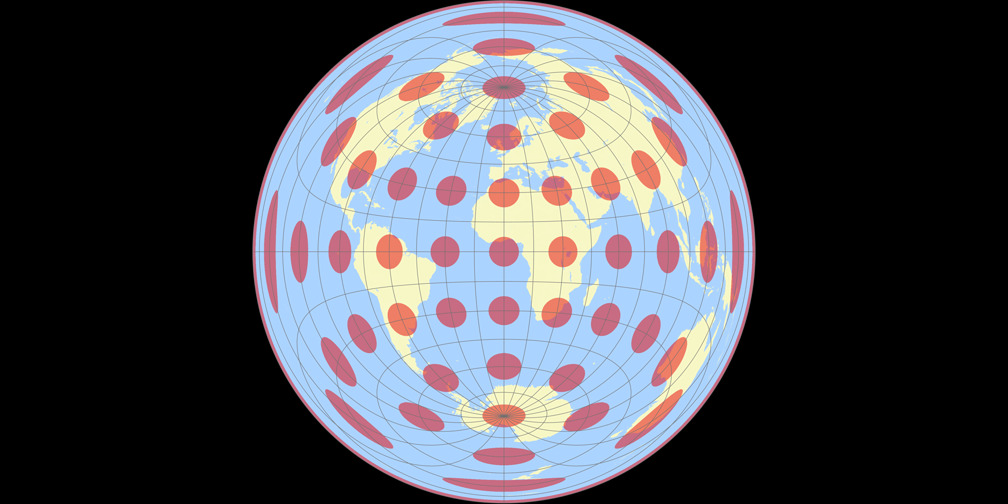 Gott-Mugnolo Azimuthal (equat.) Tissot Indicatrix